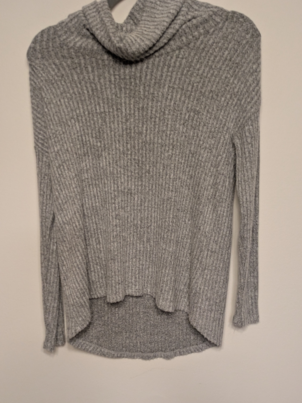 Cozy Ribbed Grey Cowl Neck Sweater